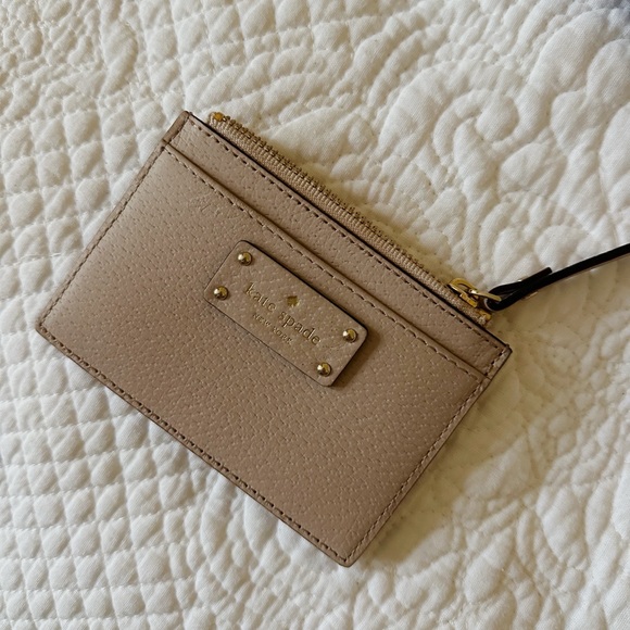 Kate Spade Adi Grove Street Almondine Leather Zip Top Card Holder Wallet - Picture 5 of 7